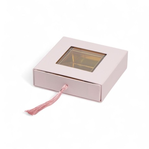 SCATOLA 12X12X4CM TELATA ROSA DEGUSTAZIONE